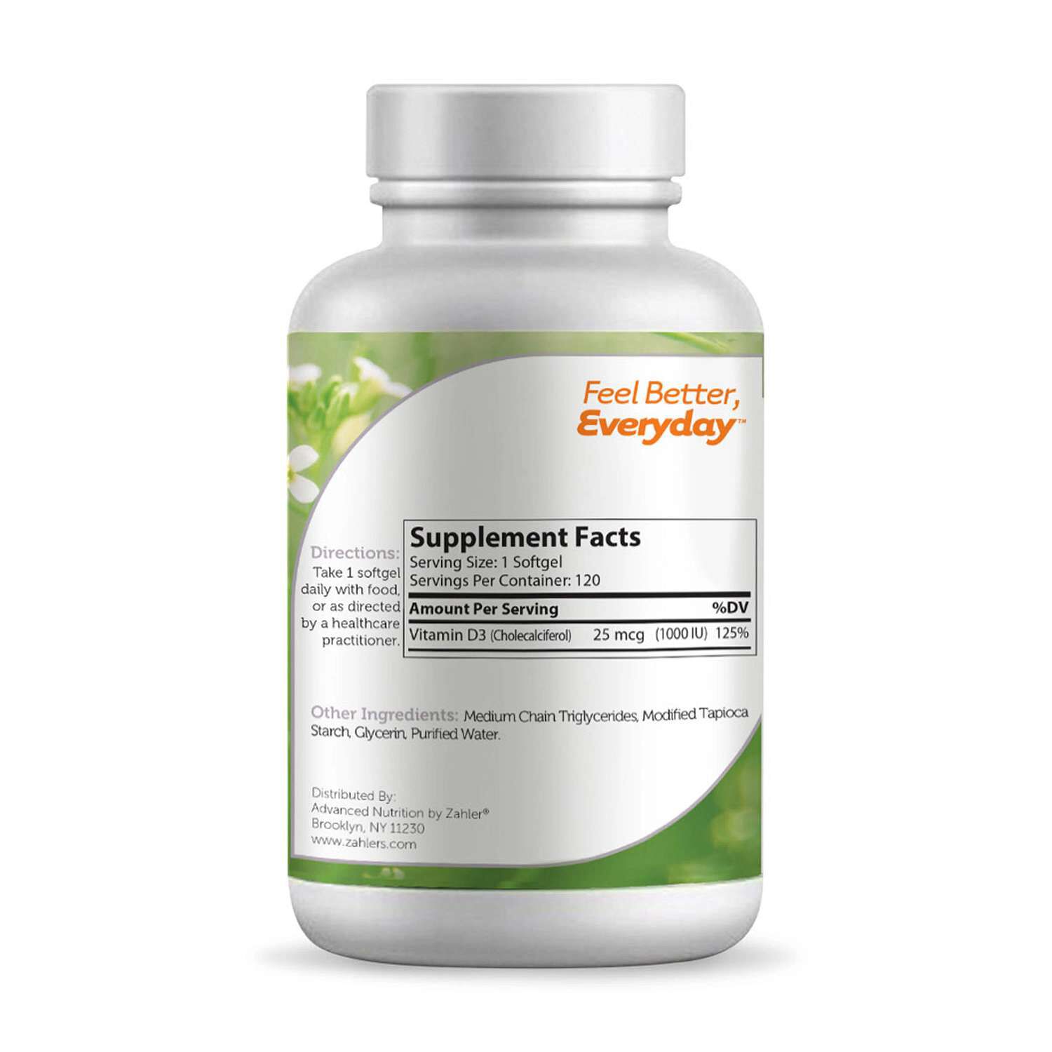 Vitamin D3 1000 IU - 120 Softgels (120 Servings)